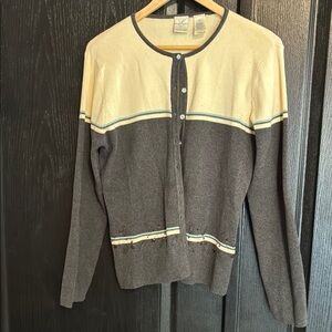 M Emma James Women's Gray and Cream Sweater with embellishment